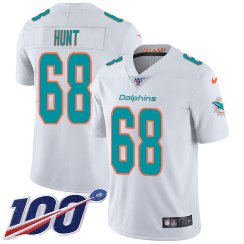 Nike Miami Dolphins #68 Robert Hunt White Youth Stitched NFL 100th Season Vapor Untouchable Limited Jersey
